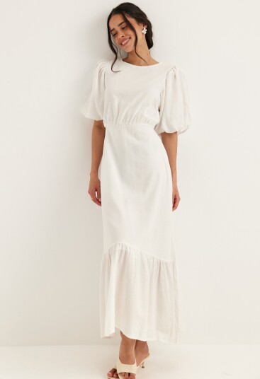 Bianca Gonzalez X Balloon Sleeve Linen Maxi Dress Bianca Gonzalez X Balloon Sleeve Linen Maxi Dress