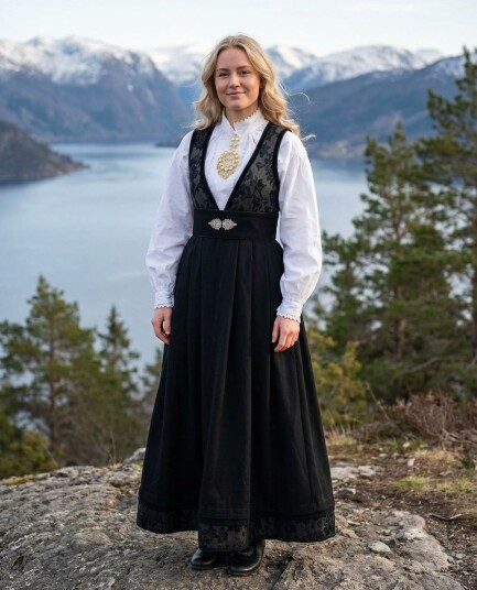 Sølje Nye Tora festdrakt til dame i sort (42 (X Large))