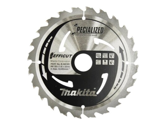 Makita B 64185 T.C.T. Pjūklas 190X1,45X30mm 23° T24 Efficut Makita B 64185 T.C.T. Pjūklas 190X1,45X30mm 23° T24 Efficut