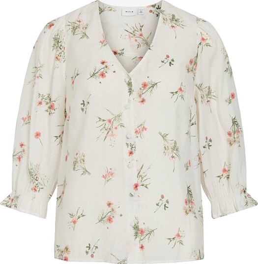 Vila Bluse viEdnana 3/4 V neck Hvit