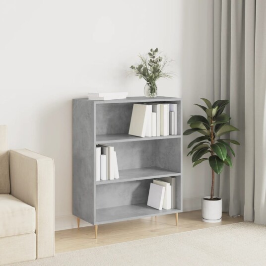vidaXL Bokhylle betonggr? 69,5x32,5x90 cm konstruert tre vidaXL Bokhylle betonggr? 69,5x32,5x90 cm konstruert tre