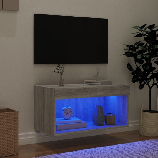 TV benk med LED grå sonoma 60x30x30 cm TV benk med LED grå sonoma 60x30x30 cm
