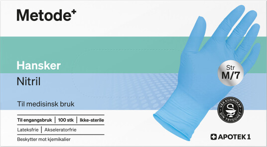 Metode hansker nitril str M/7 100 stk Metode hansker nitril str M/7 100 stk