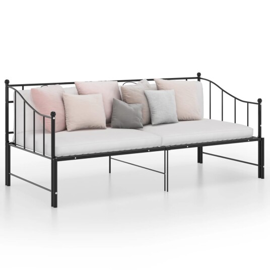 vidaXL Uttrekkbar ramme til sovesofa svart metall 90x200 cm