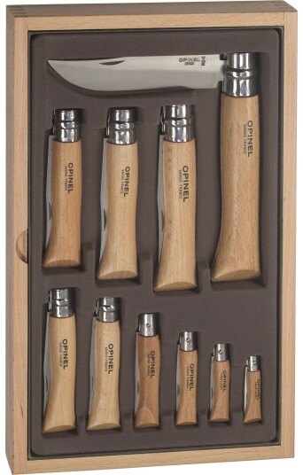 Opinel No. 2-12 Foldeknivsett i treboks 10-pack