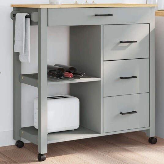 Kjøkkenvogn MONZA 84x40x90 cm heltre furu 376116 Kjøkkenvogn MONZA 84x40x90 cm heltre furu 376116
