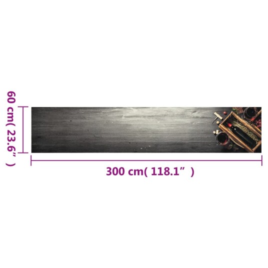 Kjøkkenteppe vaskbar Wine Bottle 60x300 cm fløyel 8721012918801