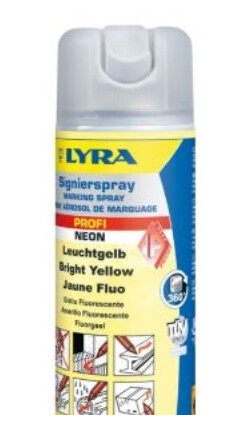 Lyra Markeringsspray Neongul - 500 Ml. (4180) - Un 1950 Aerosoller, Brandfarlige 2.1.