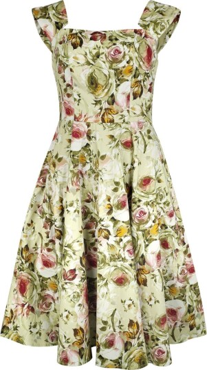 H&R London Middellang kjole   Emilia Floral Swing Dress   XS til 4XL   Damer   flerfarget