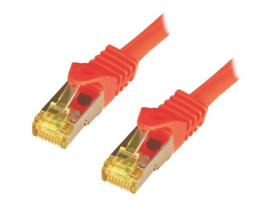 M-Cab Koblingskabel Rj-45 Hann Til Rj-45 Hann 50 Cm Sftp Pimf Cat 7 Halogenfri Formstøpt Uten Hindringer Rød