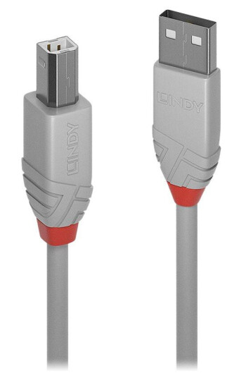 Lindy Anthra Line USB 2.0 kabel 2 m USB A til B Grå