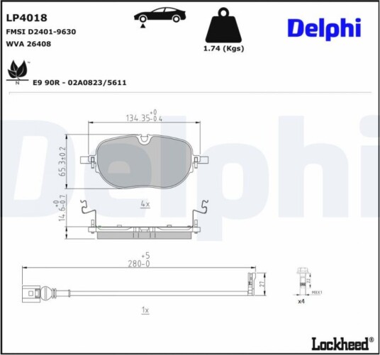 DELPHI LP4018 Bremseklosser DELPHI LP4018 Bremseklosser