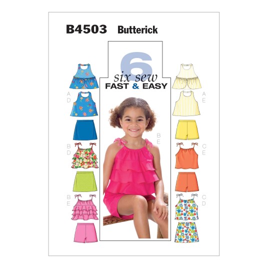 Butterick 4503- Topp, shorts og skjørt CDD (2-3-4-5)