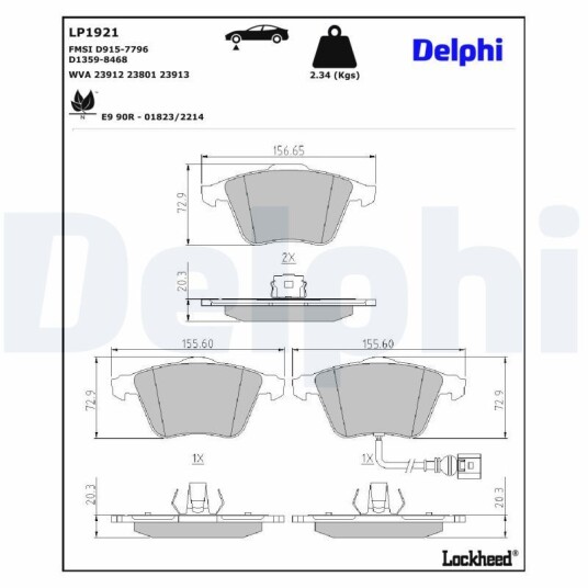 Bremseklosser DELPHI LP1921 Bremseklosser DELPHI LP1921
