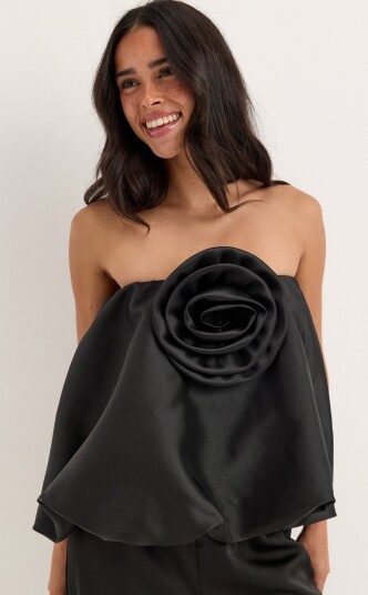 Bubbleroom Occasion Rose Bubble Hem Satin Mini Skirt/Top