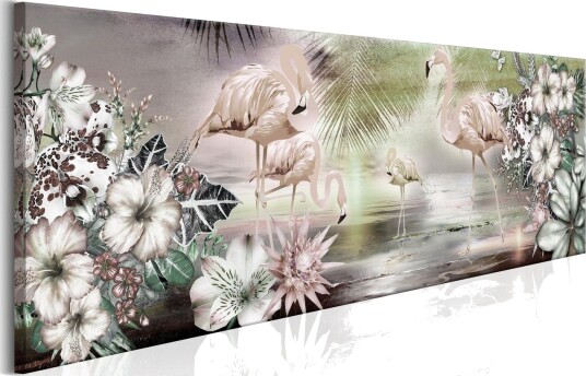 Bilde Flamingoes And Flowers 120x40 Artgeist sp. z o. o.