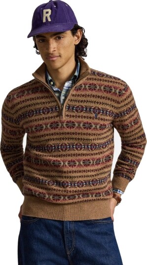 Polo Ralph Lauren Fair Isle Wool Mockneck Sweater   Beige   XS