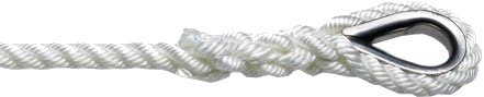 Robline 3-slått ankerline m/rustfri kause - 12 mm - 40 m