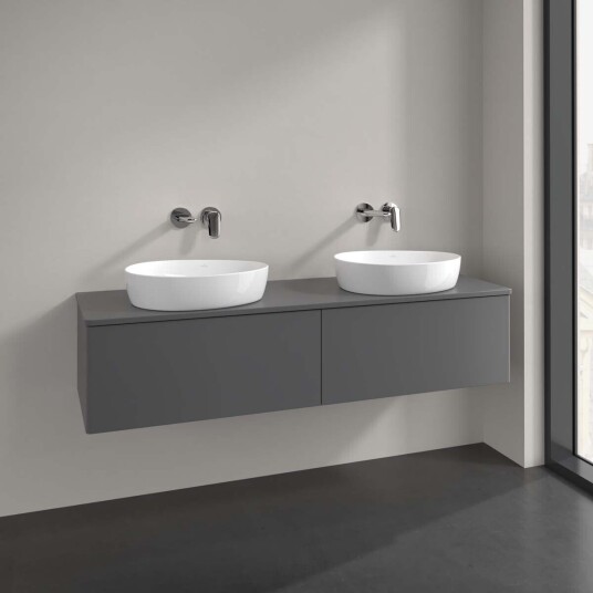 Villeroy & Boch Antao Servantskap med 2 skuffer 160x50x36 cm u/lys Antrasitt Matt Villeroy & Boch Antao Servantskap med 2 skuffer 160x50x36 cm u/lys Antrasitt Matt