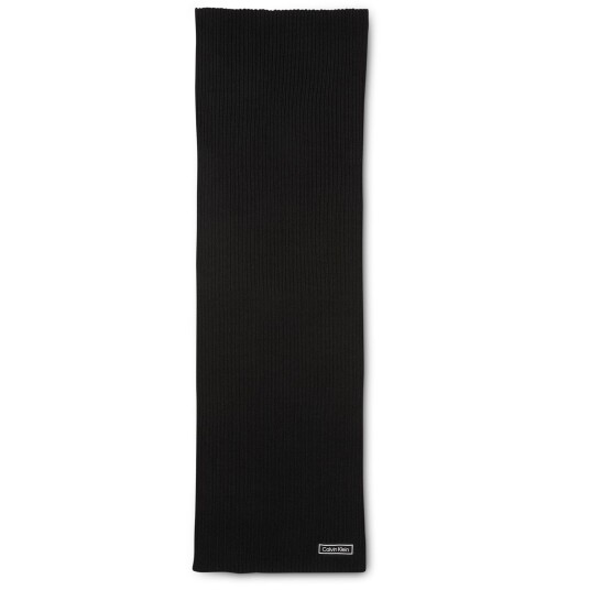 Calvin Klein Patch Chunky Rib Cotton Scarf - Black - ONE SIZE Calvin Klein Patch Chunky Rib Cotton Scarf - Black - ONE SIZE
