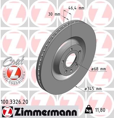 Bremseskive ZIMMERMANN 100.3326.20 Bremseskive ZIMMERMANN 100.3326.20
