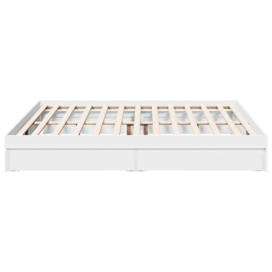  Sengeramme med skuffer hvit 200x200 cm konstruert tre 8721102622823