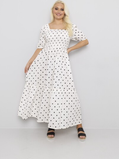 Lt Clothing Kjole Nanette Hvit med sorte prikker Hvit M