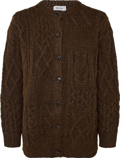 Topshop Tsyenna Ls Cable Cardigan Knt - GINGER BREAD - M
