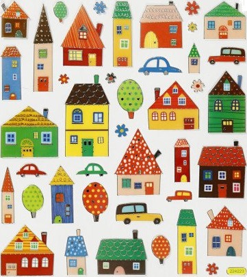 Diverse Klistremerker Byliv Ark 15X16.5 Cm 1 Ark
