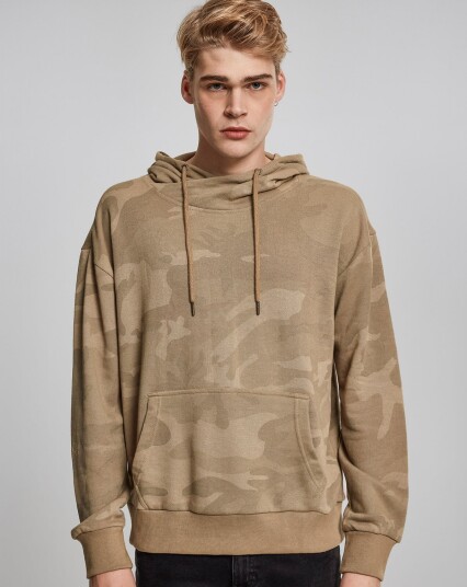 Urban Classics Camo hettegenser med høy hals Brun, Beige