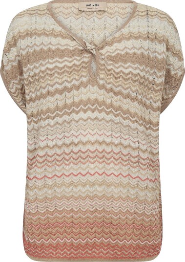 MOS MOSH Pulloverer mmShani Zig zag V neck Knit Natur