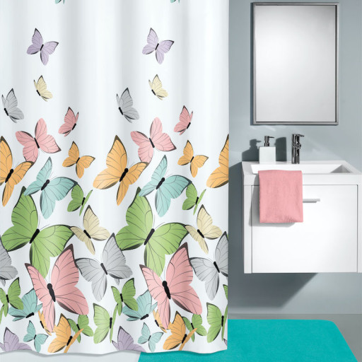 Kleine Wolke Butterflies dusjforheng, 180x200 cm, m/ mønster