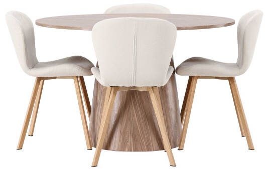 Venture Design Lanzo & Lilja spisegruppe Beige/natur 4 stoler & bord 120 cm