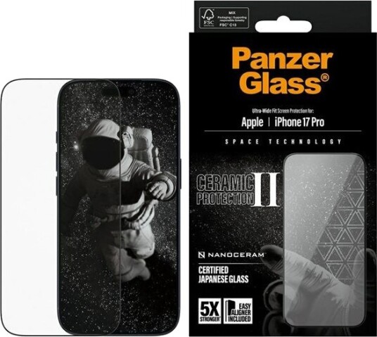 PanzerGlass iPhone 17 Pro Ceramic Skjermbeskyttelse Ultra Wide Fit med EasyAligner PanzerGlass iPhone 17 Pro Ceramic Skjermbeskyttelse Ultra Wide Fit med EasyAligner