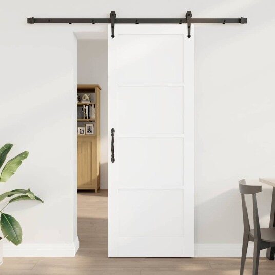 vidaXL Skyvedør med hardware-sett Hvit 78x211 cm Solid Tre Furu