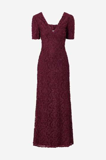 Bubbleroom Maxikjole Short Sleeve 3D Floral Gown Rød
