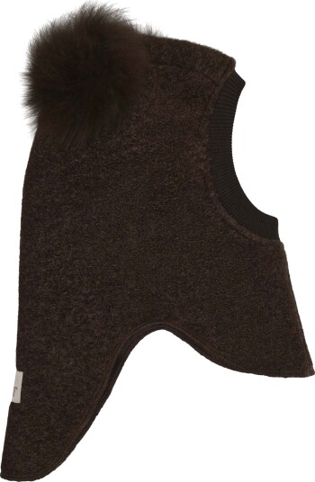 Huttelihut Ullbalaklava med Dusker Alpakka, Dark Brown Melange, 53