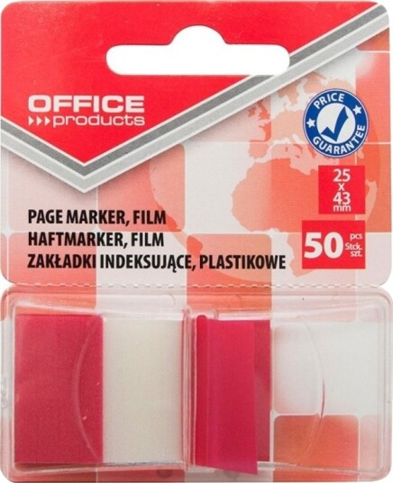 Office Products Indeksfaner Selvklebende Pp 25X43 Mm 1X50 Stk Blister Røde