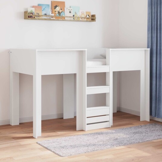 Køyeseng for Barn med lagring Hvit 75 x 190 cm Konstruert tre Køyeseng for Barn med lagring Hvit 75 x 190 cm Konstruert tre