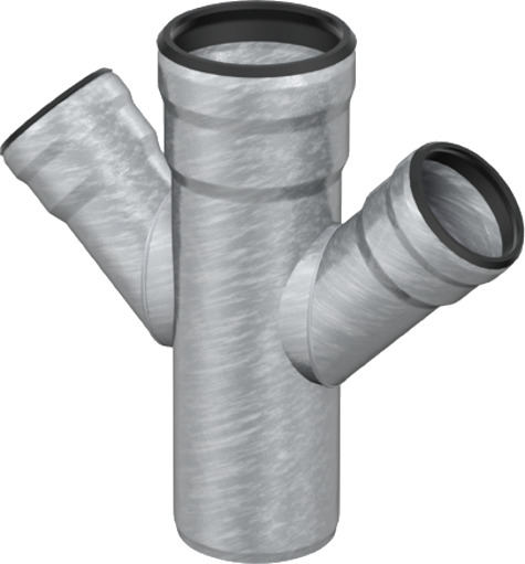 GM X 70X50 RØD DOBBELGRENT 87GR galvanised steel DN70 x 50 87° GM X 70X50 RØD DOBBELGRENT 87GR galvanised steel DN70 x 50 87°