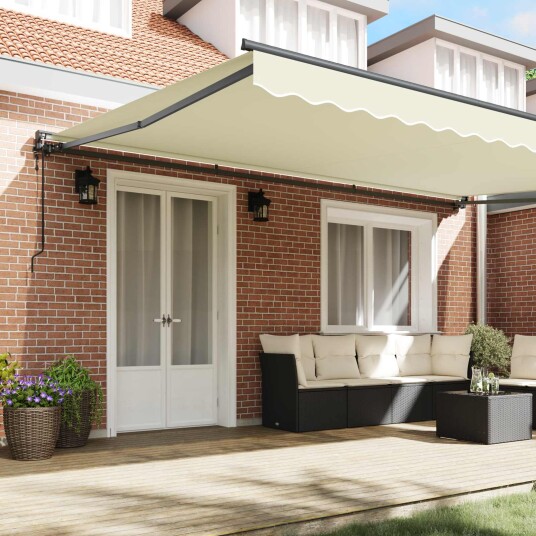 Markiseramme Krem 500 × 300 cm Polyester med PU belegg