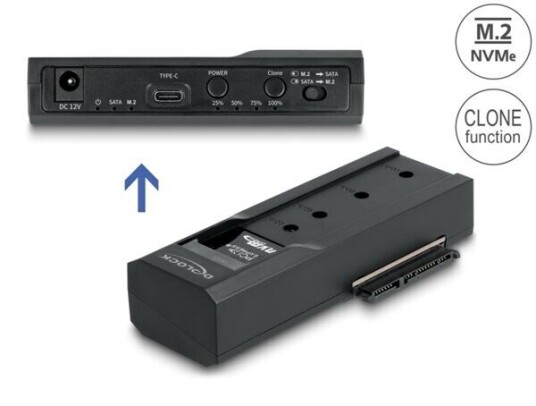 Delock Usb Type-C-Konverter For 1 X M.2 Nvme Ssd + 1 X Sata Ssd / Hdd Med Klonefunksjon Delock Usb Type-C-Konverter For 1 X M.2 Nvme Ssd + 1 X Sata Ssd / Hdd Med Klonefunksjon
