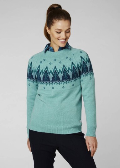 Blå Helly Hansen W Wool Knit Sweater Ull Genser (XL)