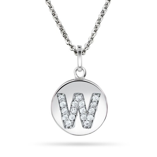 Pan Jewelry, Anheng i sølv med zirkonia bokstav W Pan Jewelry, Anheng i sølv med zirkonia bokstav W