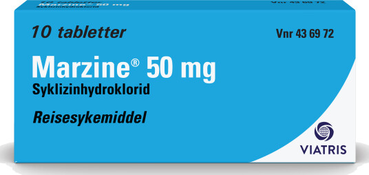Marzine Tabletter 50mg, 10 stk.