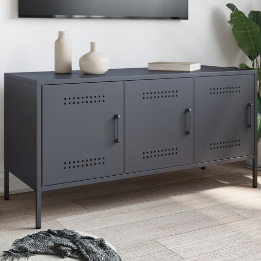TV-benk antrasitt 100,5x39x50,5 cm stål 842948