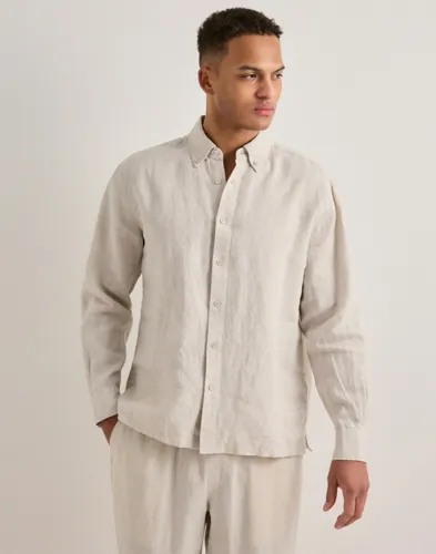 Que Sera Sera Louis Linen Shirt LS Linskjorter Beige Que Sera Sera Louis Linen Shirt LS Linskjorter Beige