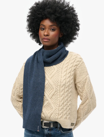 Superdry Essential Logo Knitted Scarf - Navy - ONE SIZE Superdry Essential Logo Knitted Scarf - Navy - ONE SIZE