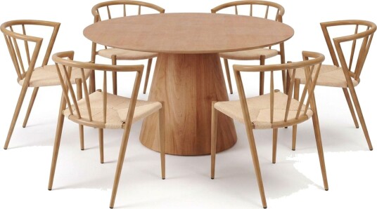 Siena spisegruppe rund 130 cm eik med 6 Winston spisestoler - Eik