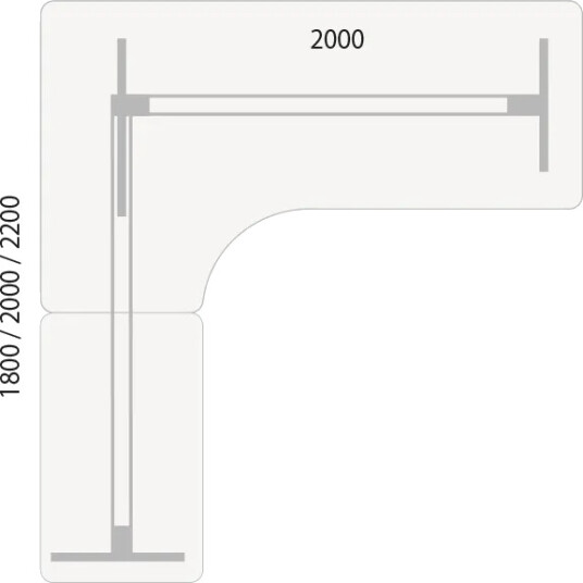 Hæve-Sænkebord Dna, Antracit 2000X2000 Mm Venstre 3-Ben/Sort